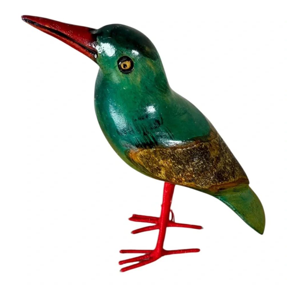 Handcrafted Green‎ and Red Bird Figurine